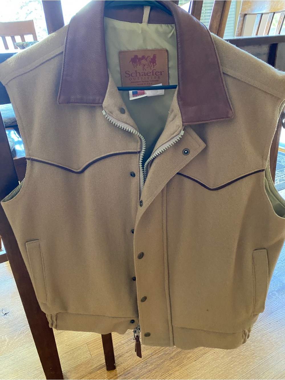 Vintage Schafer wool western vest made in USA